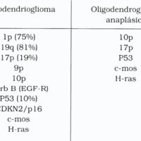 Tabla 8. Alteraciones moleculares de los oligodendrogliomas
