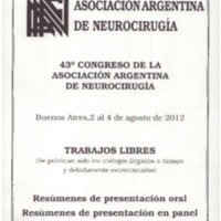 43° Congreso de la Asociación Argentina de Neurocirugía: Resúmenes de Trabajos de Presentación en Panel