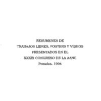RESUMENES DE TRABAJOS LIBRES PRESENTADOS EN EL XXXIII CONGRESO DE LA AANC